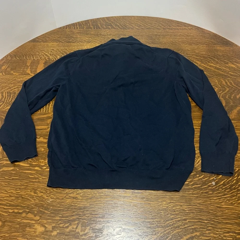 Brooks Brothers Quarter Zip Sweater Mens Large Navy Blue Supima Cotton